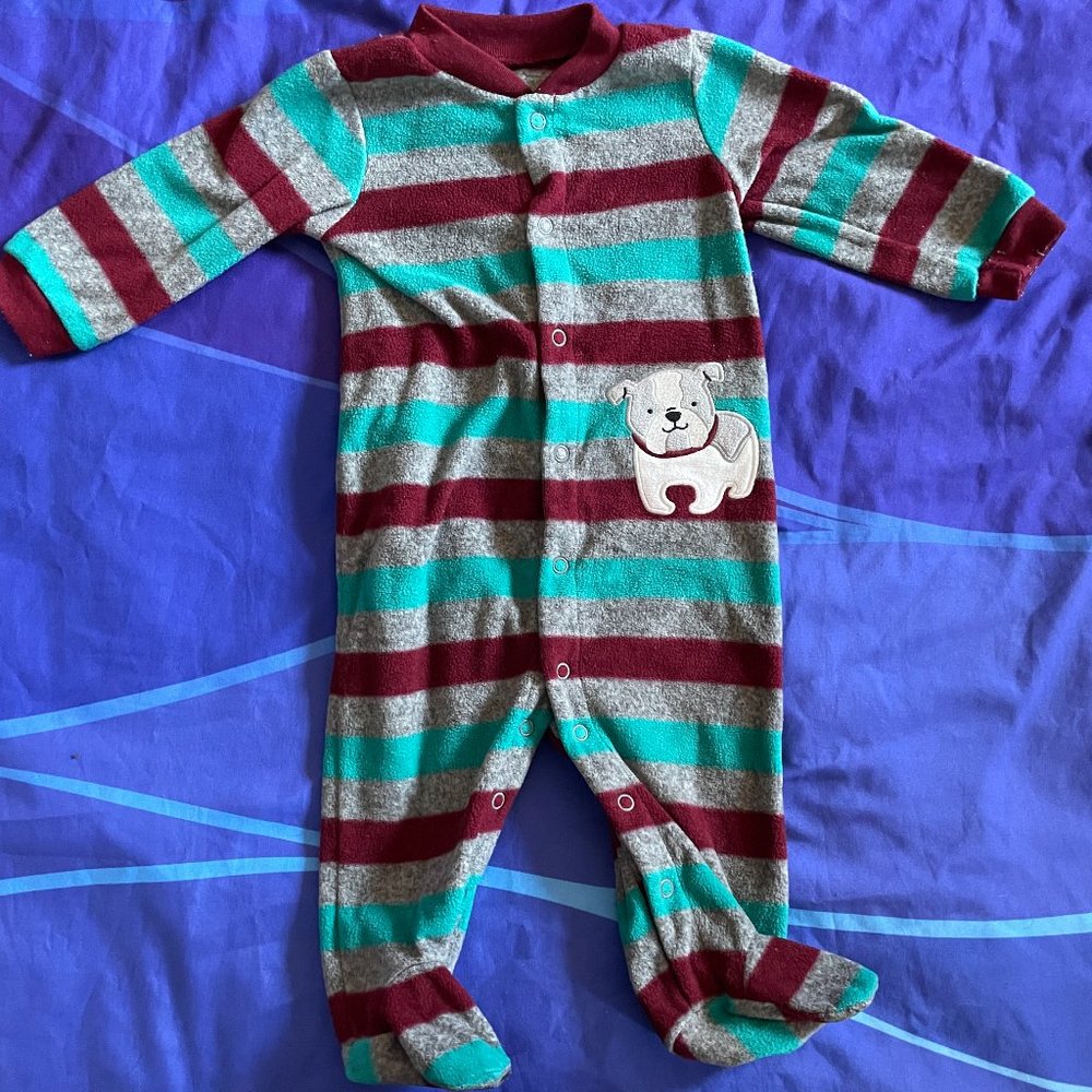 🔥6/$10🔥 Carter's Footie Pajamas, 3-6 Months, Stripes w/ Dog